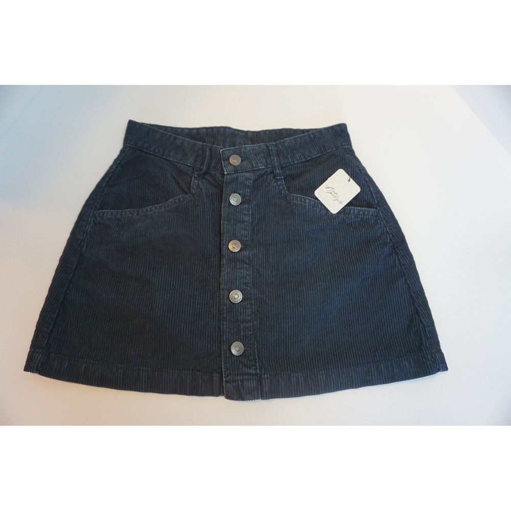 Free People Ebony Corduroy Button Front Mini Skirt OB1543115 Size 0